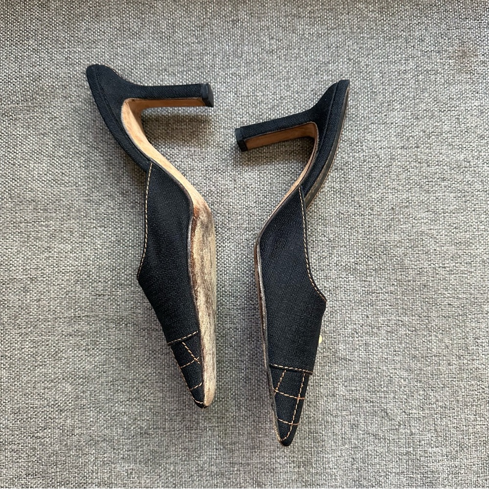 Vintage Chanel denim quilted mule heels - Picture 4 of 5